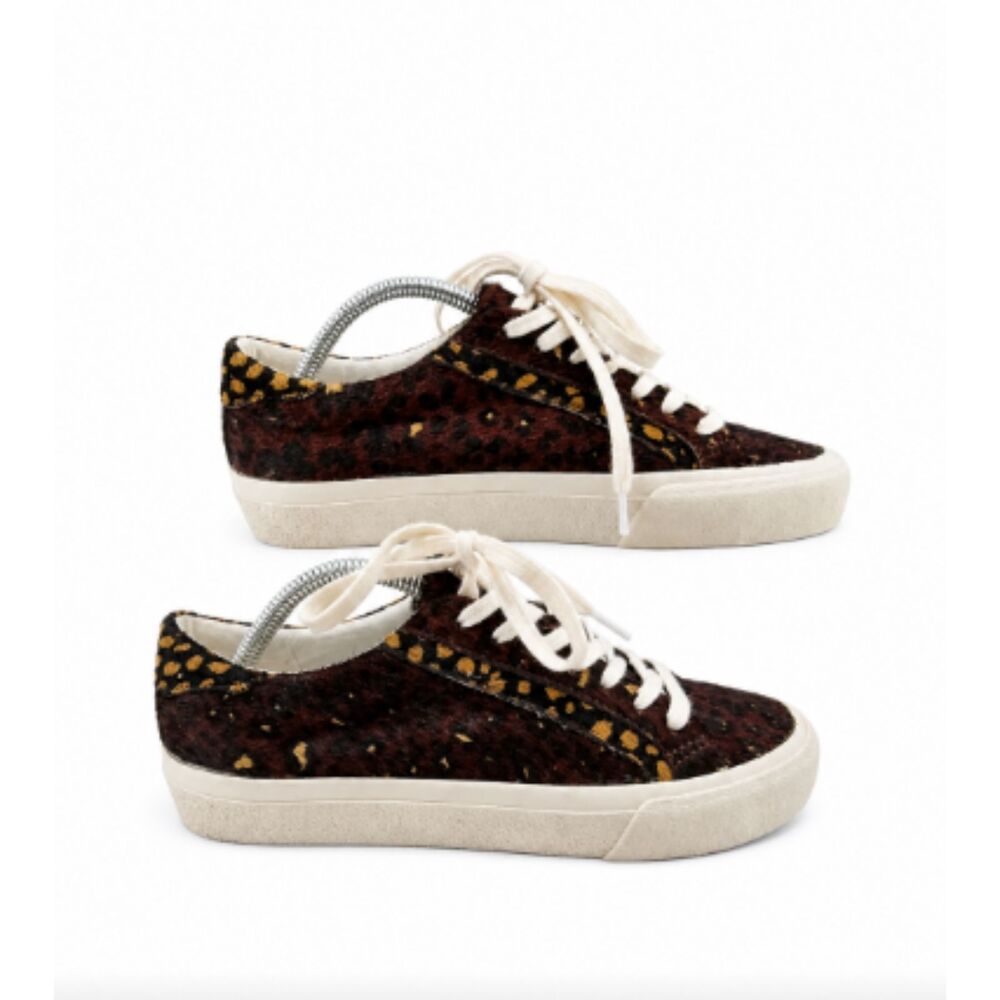 Madewell Womens 5.5 Sidewalk Low Top Sneakers in Painted Leopard Colorblock Calf